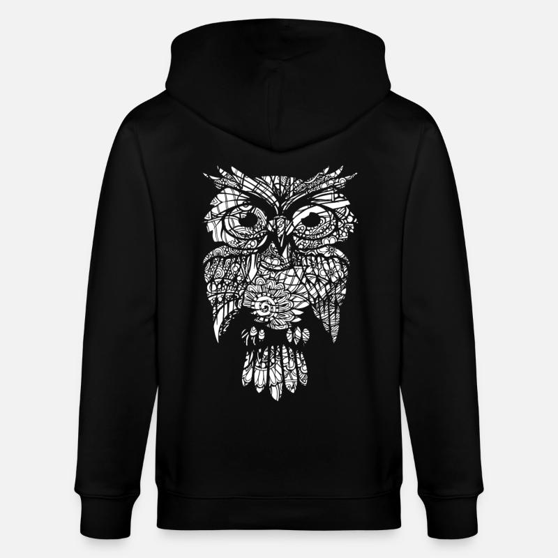 Eule Eule Blumenmuster - Stanley/Stella Unisex Bio-Kapuzenjacke CULTIVATOR  - Schwarz