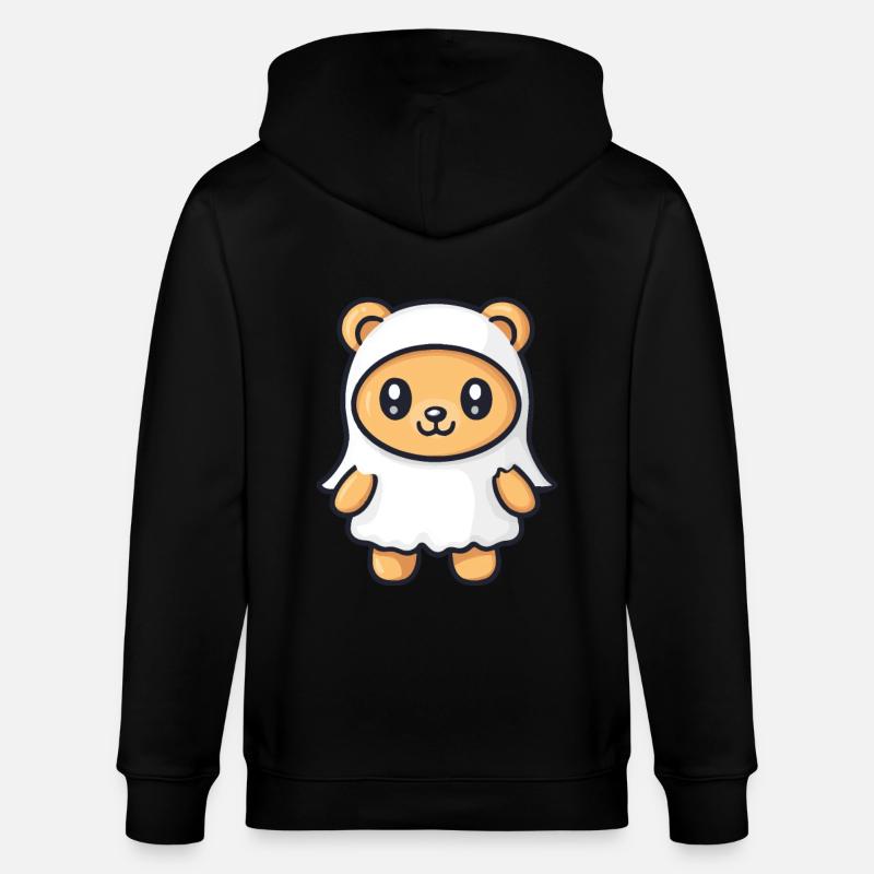 Bear Halloween Comic Ghost - Stanley/Stella CULTIVATOR  Unisex Organic Hooded Jacket - black