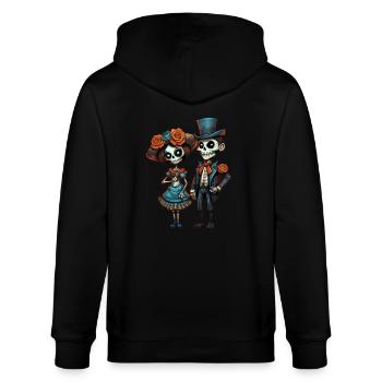 Skelettpaar im viktorianischen Stil Tag der Toten - Stanley/Stella Unisex Bio-Kapuzenjacke CULTIVATOR  - Schwarz - Hinten - Anna (173cm)