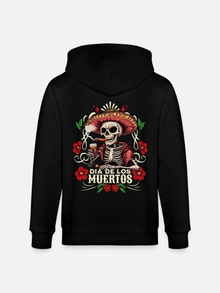 Dia De Los Muertos Skull Skull Tequilla - Stanley/Stella CULTIVATOR  Unisex Organic Hooded Jacket - black