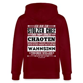 stolzer chef einer truppe genialer chaoten - Stanley/Stella Unisex Bio-Kapuzenjacke CULTIVATOR  - Burgunderrot - Hinten - Anna (173cm)