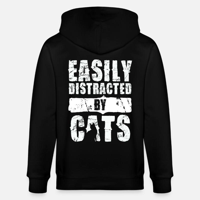 Facilement distrait par les chats - Veste à capuche bio CULTIVATOR Stanley/Stella Unisexe - noir