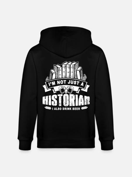Historian Loves Beer - Stanley/Stella CULTIVATOR  Unisex Organic Hooded Jacket - black
