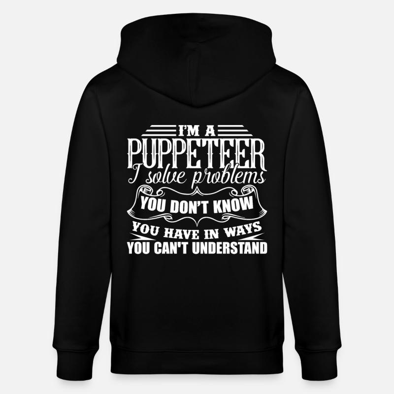 Puppeteer Solves Problems - Stanley/Stella CULTIVATOR  Unisex Organic Hooded Jacket - black