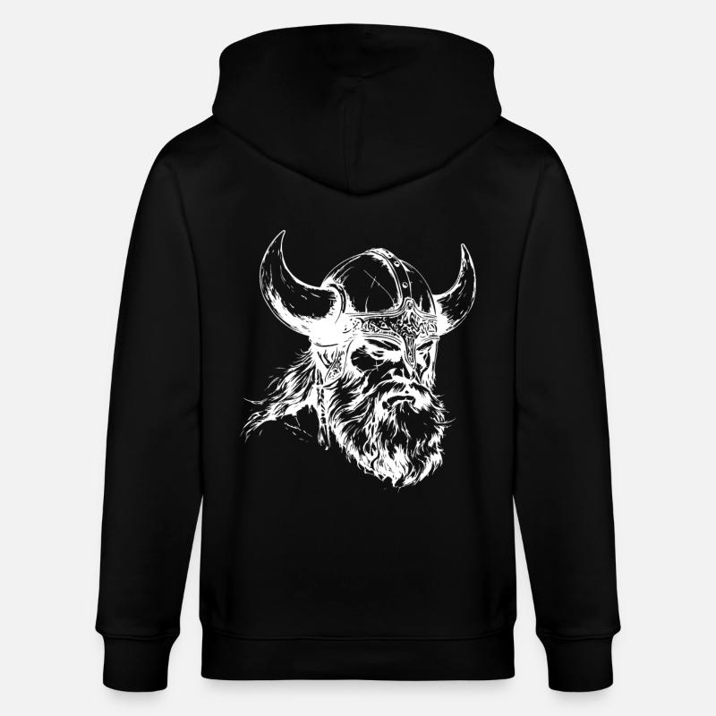 Wikinger Krieger Kopf - Stanley/Stella Unisex Bio-Kapuzenjacke CULTIVATOR  - Schwarz
