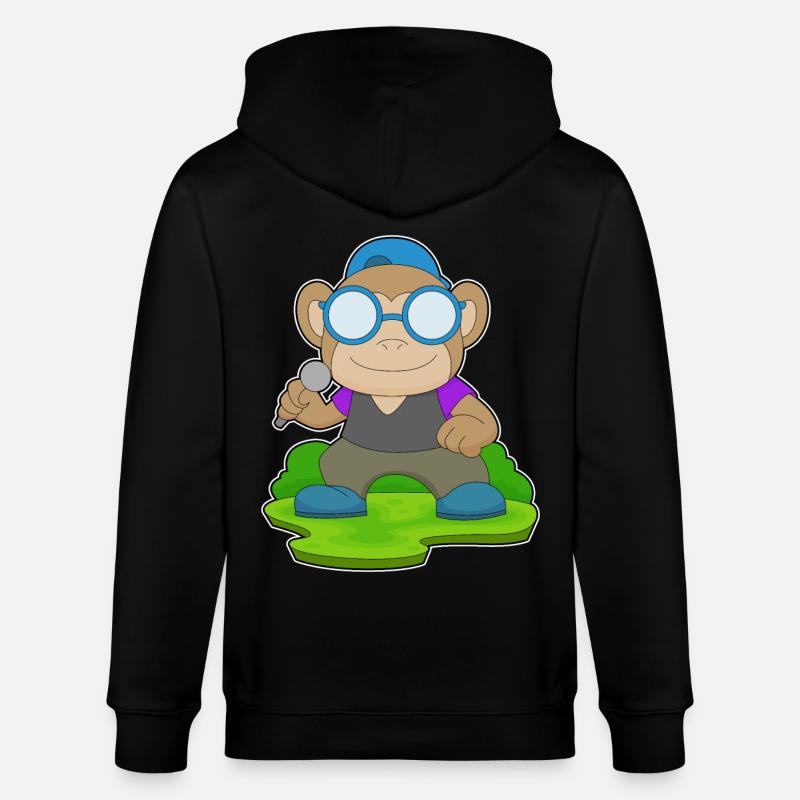 Monkey Singer Microphone Musique - Veste à capuche bio CULTIVATOR Stanley/Stella Unisexe - noir