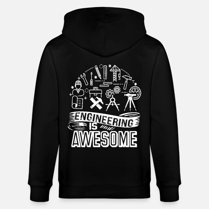 Engineer Engineering Is Awesome - Stanley/Stella CULTIVATOR  Unisex Organic Hooded Jacket - black