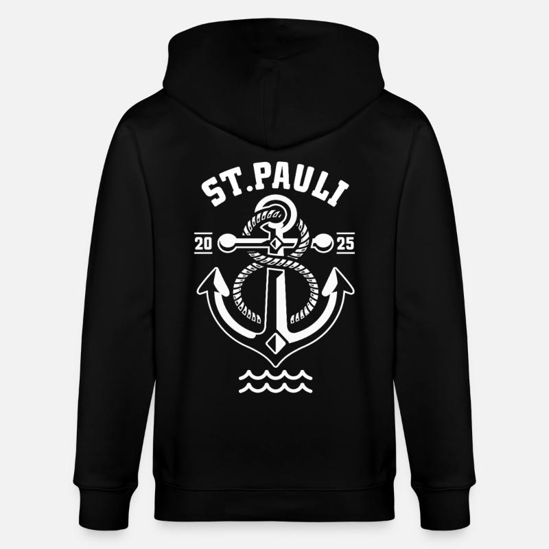 St. Pauli Hamburg Anker Reeperbahn - Veste à capuche bio CULTIVATOR Stanley/Stella Unisexe - noir