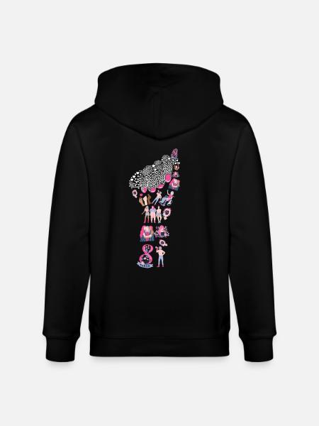 Women's Day Icon Hand - Stanley/Stella CULTIVATOR  Unisex Organic Hooded Jacket - black