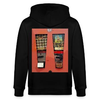 Retro Kaugummiautomat im Comic Look - Stanley/Stella Unisex Bio-Kapuzenjacke CULTIVATOR  - Schwarz - Hinten - Anna (173cm)