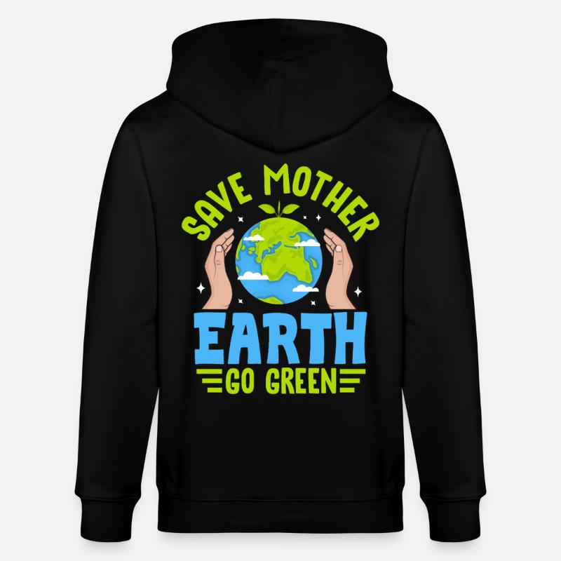 Rettet Mutter Erde, wird grün - Stanley/Stella Unisex Bio-Kapuzenjacke CULTIVATOR  - Schwarz