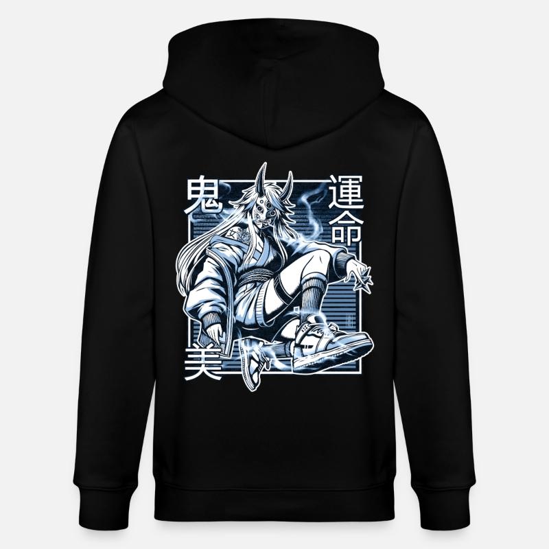 Blauer Kunoichi-Dämon - Stanley/Stella Unisex Bio-Kapuzenjacke CULTIVATOR  - Schwarz