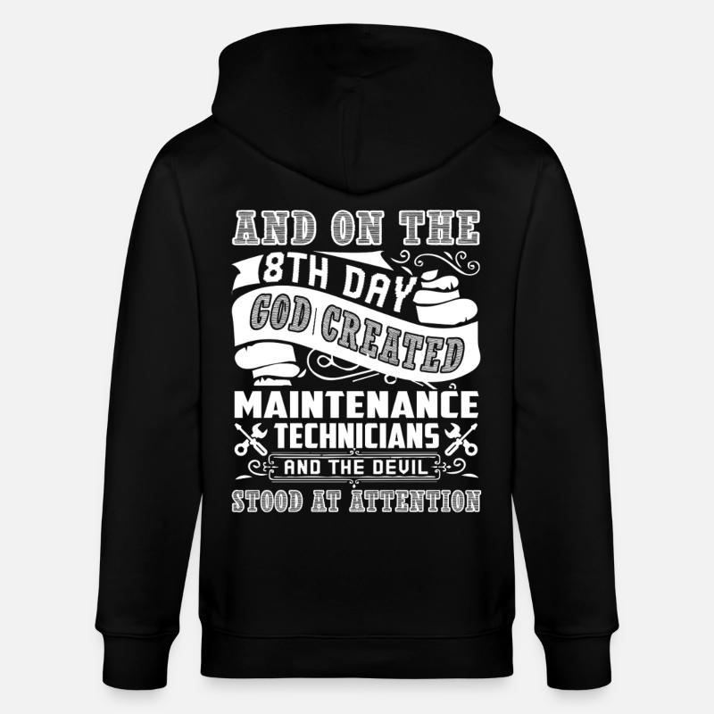 God Created Maintenance Technician - Stanley/Stella CULTIVATOR  Unisex Organic Hooded Jacket - black