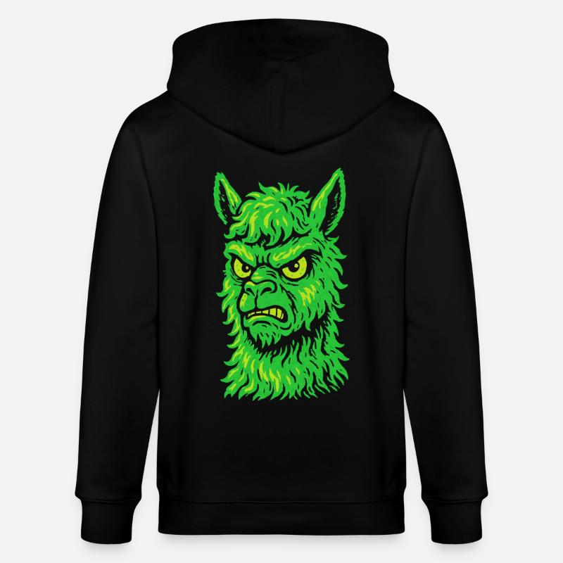 Wütendes Neon-Lama mit Killerblick - Stanley/Stella Unisex Bio-Kapuzenjacke CULTIVATOR  - Schwarz