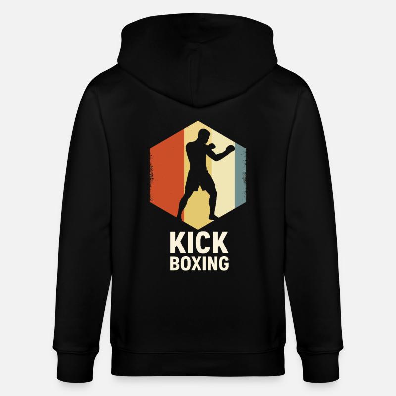 Retro Kickboxer Silhouette - Stanley/Stella Unisex Bio-Kapuzenjacke CULTIVATOR  - Schwarz