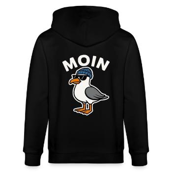 Moin Möwe - Stanley/Stella Unisex Bio-Kapuzenjacke CULTIVATOR  - Schwarz - Hinten - Anna (173cm)