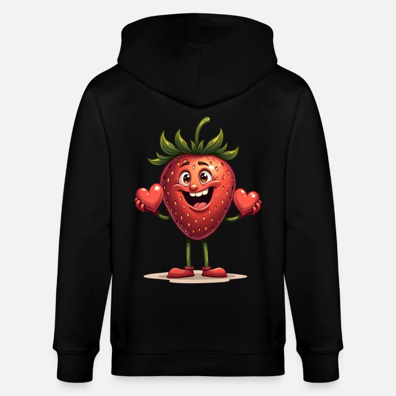 Lustige Erdbeere Erdbeeren Früchte - Stanley/Stella Unisex Bio-Kapuzenjacke CULTIVATOR  - Schwarz