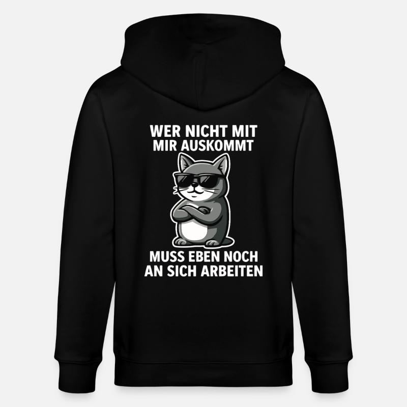 Coole Katze Spruch - Stanley/Stella Unisex Bio-Kapuzenjacke CULTIVATOR  - Schwarz