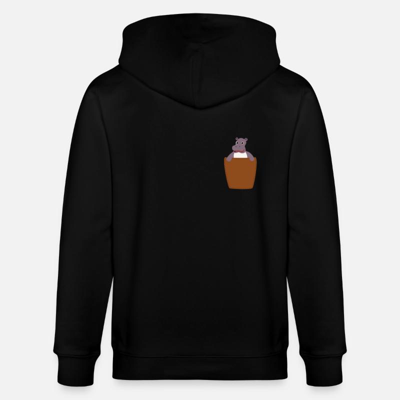 Nilpferd in Brusttasche - Stanley/Stella Unisex Bio-Kapuzenjacke CULTIVATOR - Schwarz