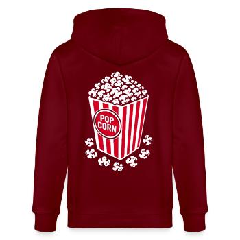 Frisches Popcorn - knusprig, lecker - Geschenk - Stanley/Stella Unisex Bio-Kapuzenjacke CULTIVATOR  - Burgunderrot - Hinten - Anna (173cm)