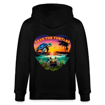 SAVE THE TURTLES - Stanley/Stella CULTIVATOR  Unisex Organic Hooded Jacket - black - Back - Anna (173cm)
