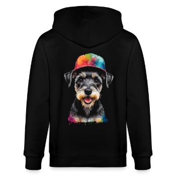 Miniature Schnauzer Snapback Cap Chien Animal Design Print - Veste à capuche bio CULTIVATOR Stanley/Stella Unisexe - noir - Dos - Anna (173cm)