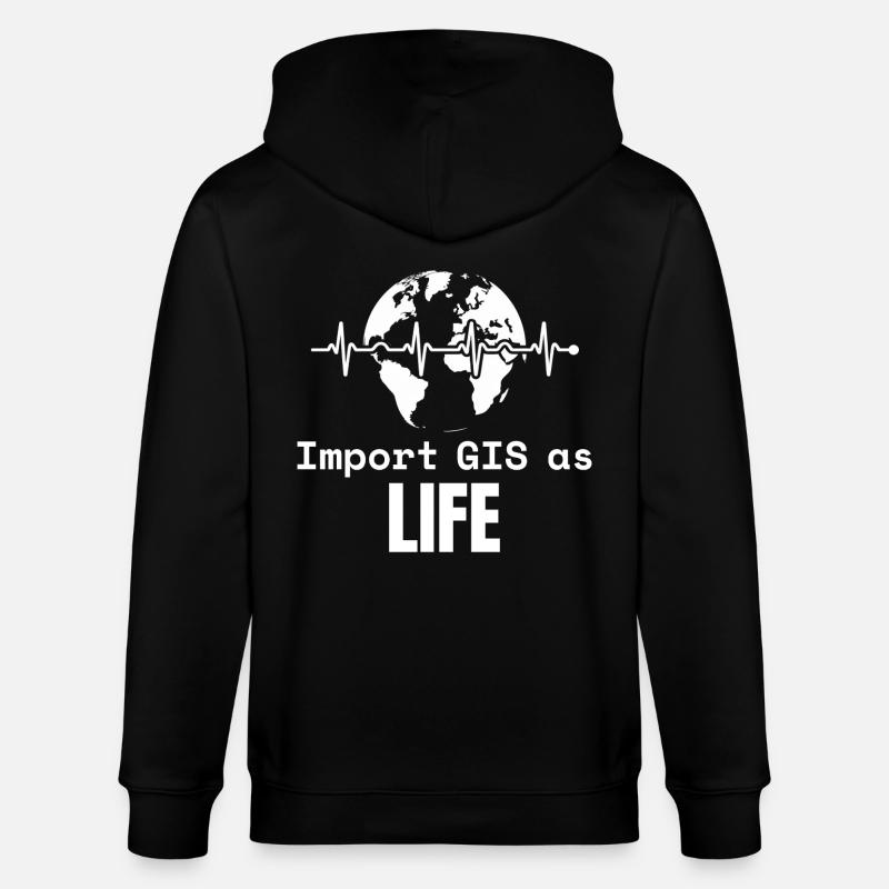 GIS Life Geospatial Mapping Datenanalyse - Stanley/Stella Unisex Bio-Kapuzenjacke CULTIVATOR - Schwarz