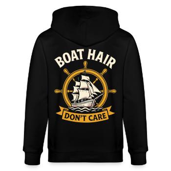 Boot Hair Don't Care Funny Saying - Stanley/Stella CULTIVATOR  Unisex Organic Hooded Jacket - black - Back - Anna (173cm)