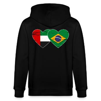 Vereinigte Arabische Emirate Brasilien Flagge Herz - Stanley/Stella Unisex Bio-Kapuzenjacke CULTIVATOR  - Schwarz - Hinten - Anna (173cm)
