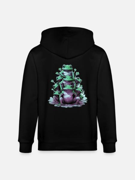 Funny frogs - Stanley/Stella CULTIVATOR  Unisex Organic Hooded Jacket - black