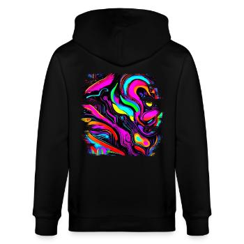 Neon Farben Bunt Kreativ Style Glow - Stanley/Stella Unisex Bio-Kapuzenjacke CULTIVATOR  - Schwarz - Hinten - Anna (173cm)