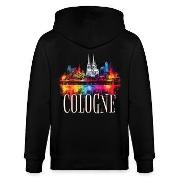 Köln Skyline Kölner Dom Deutschland Stadt Bunt - Stanley/Stella Unisex Bio-Kapuzenjacke CULTIVATOR  - Schwarz - Hinten - Anna (173cm)