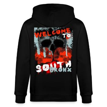Vintage design New York-Bronx with skull - Stanley/Stella CULTIVATOR  Unisex Organic Hooded Jacket - black - Back - Anna (173cm)
