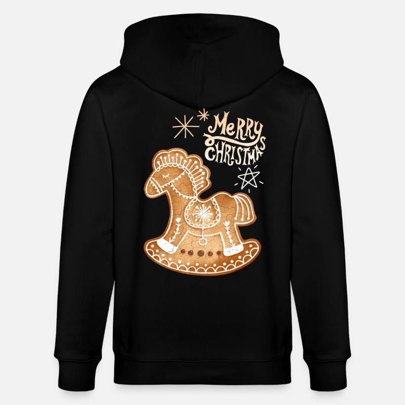 Gingerbread Cheval gingerbread-cheval Noël - Veste à capuche bio CULTIVATOR Stanley/Stella Unisexe - noir