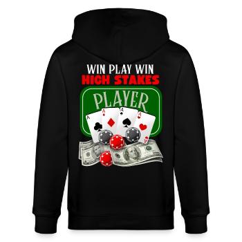 Pokern, Poker-Spiel, Poker-Chips, Spruch - Stanley/Stella Unisex Bio-Kapuzenjacke CULTIVATOR  - Schwarz - Hinten - Anna (173cm)