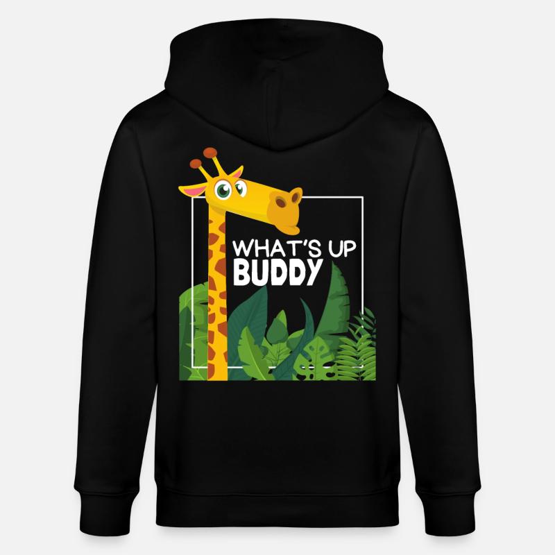 Lustige Giraffe, Comic Stil, Spruch - Stanley/Stella Unisex Bio-Kapuzenjacke CULTIVATOR - Schwarz