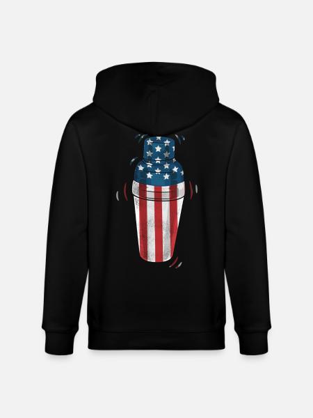 Bartender Mixologist American Flag - Stanley/Stella CULTIVATOR Unisex Organic Hooded Jacket - black