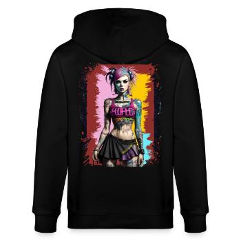 Jolie fille punk - Veste à capuche bio CULTIVATOR Stanley/Stella Unisexe - noir - Dos - Anna (173cm)