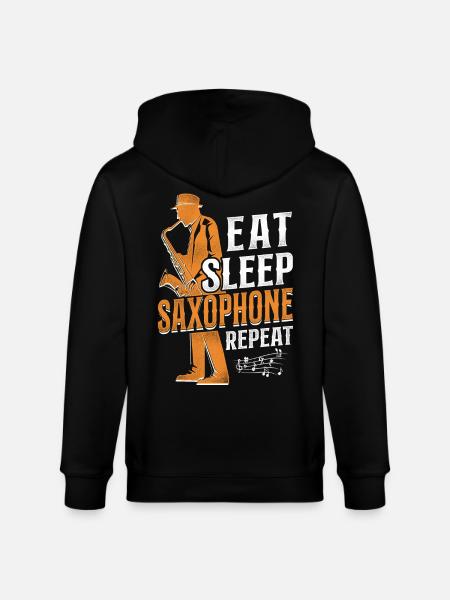 Saxophone Eat Sleep Saxophone - Stanley/Stella Unisex Bio-Kapuzenjacke CULTIVATOR - Schwarz
