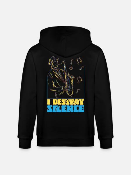 Saxophones I Destroy Silence - Stanley/Stella CULTIVATOR Unisex Organic Hooded Jacket - black