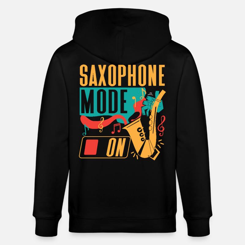 Saxophone Saxophone Mode On - Stanley/Stella Unisex Bio-Kapuzenjacke CULTIVATOR  - Schwarz