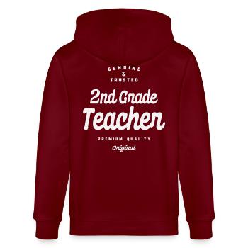 Genuine and Trusted 2nd Grade Teacher - Stanley/Stella CULTIVATOR  Unisex Organic Hooded Jacket - burgundy - Back - Anna (173cm)