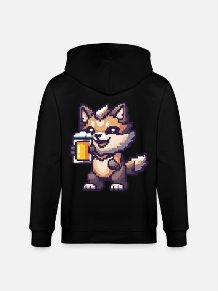 Wolf Pixel Beer - Stanley/Stella CULTIVATOR Unisex Organic Hooded Jacket - black