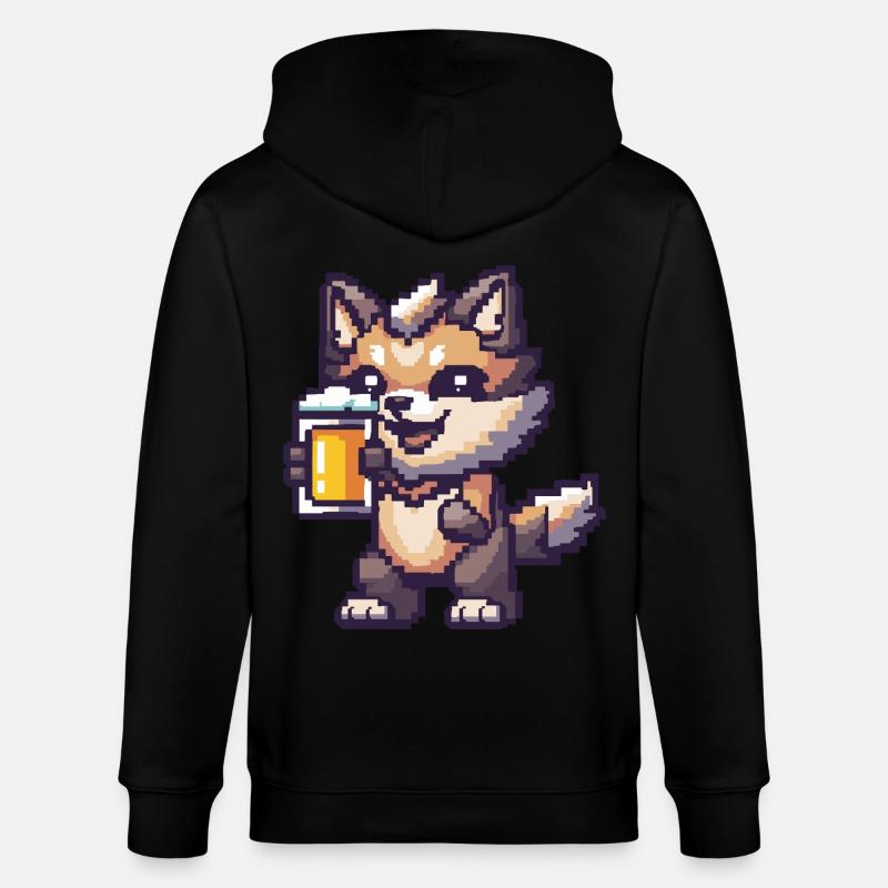 Wolf Pixel Bier - Stanley/Stella Unisex Bio-Kapuzenjacke CULTIVATOR  - Schwarz