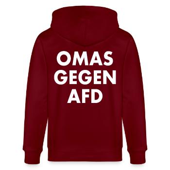 Mamies contre afd - Veste à capuche bio CULTIVATOR Stanley/Stella Unisexe - bordeaux - Dos - Anna (173cm)