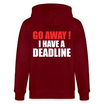Gehen Sie weg! - Ich habe eine Deadline - Stanley/Stella Unisex Bio-Kapuzenjacke CULTIVATOR  - Burgunderrot - Hinten - Anna (173cm)