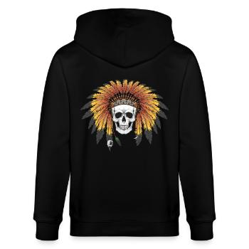 Indischer Schädel - Stanley/Stella Unisex Bio-Kapuzenjacke CULTIVATOR  - Schwarz - Hinten - Anna (173cm)