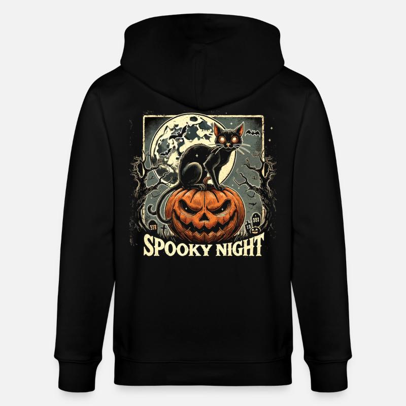 Halloween - « Spooky Pumpkin Night » - Veste à capuche bio CULTIVATOR Stanley/Stella Unisexe - noir
