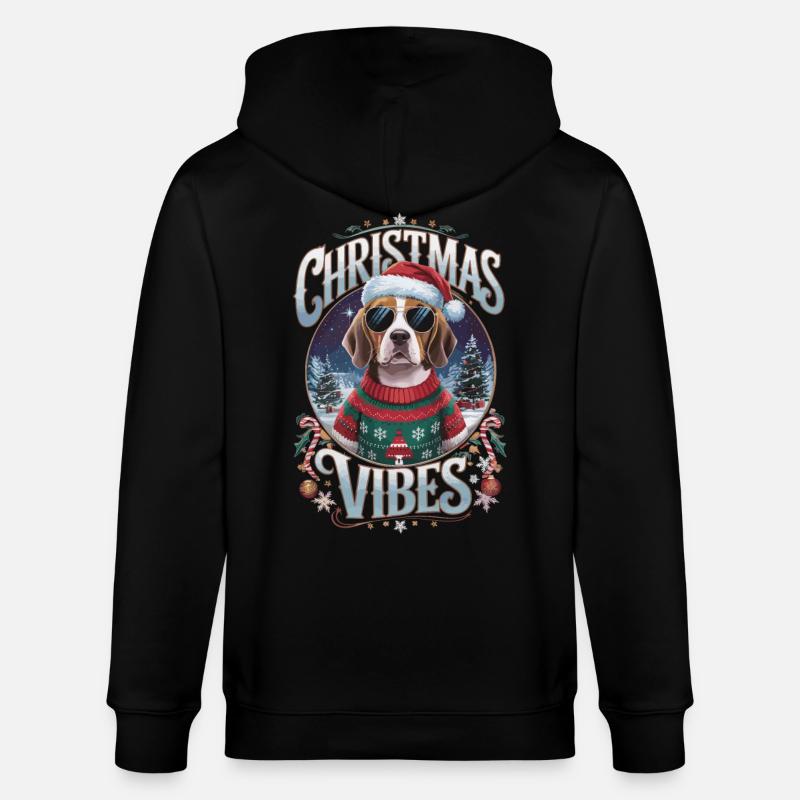 Beagle Christmas Vibes - Stanley/Stella Unisex Bio-Kapuzenjacke CULTIVATOR  - Schwarz