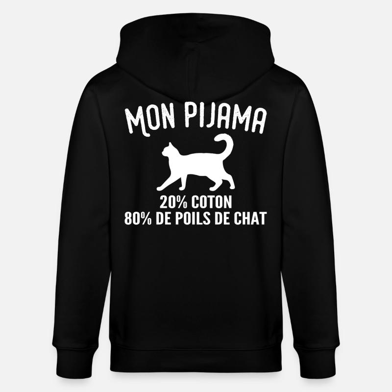 Humorvoller Katzenhaar-Pyjama - Stanley/Stella Unisex Bio-Kapuzenjacke CULTIVATOR  - Schwarz